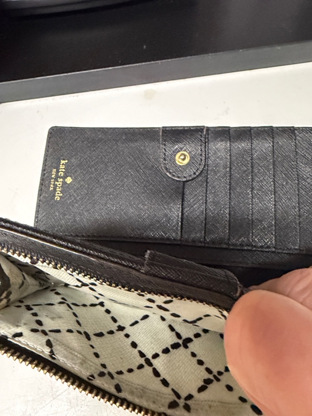 kate spade Black Saffiano Leather Wallet with Gold Plaque - Picture 6 of 6